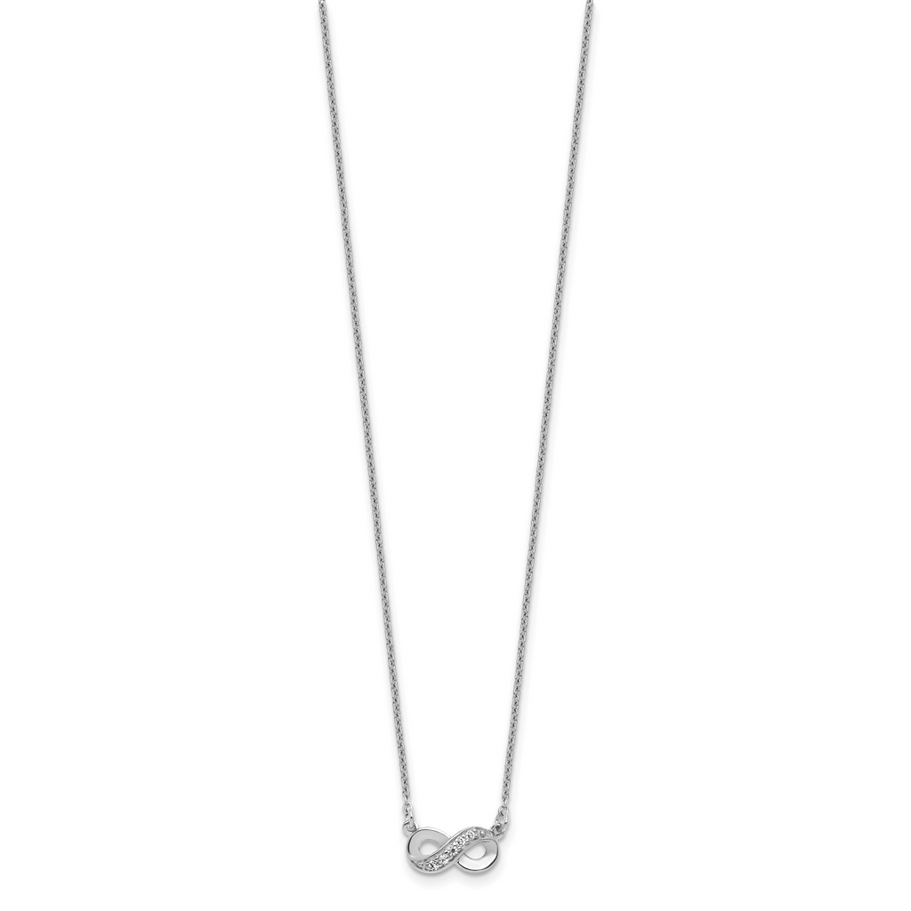 Cheryl M Sterling Silver Rhodium-plated Polished CZ Infinity 16 Inch with 2 Inch Extension Necklace