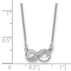 Cheryl M Sterling Silver Rhodium-plated Polished CZ Infinity 16 Inch with 2 Inch Extension Necklace