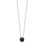 Cheryl M Sterling Silver Hematite and Rhodium-plated Polished Black CZ Circle 16 Inch with 2 Inch Extension Necklace