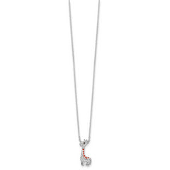 Cheryl M Sterling Silver Rhodium-plated Polished and Enameled Black and White CZ Giraffe 16 Inch with 2 Inch Extension Necklace