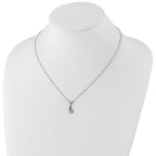 Cheryl M Sterling Silver Rhodium-plated Polished and Enameled Black and White CZ Giraffe 16 Inch with 2 Inch Extension Necklace