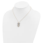 Cheryl M Sterling Silver Gold-plated Polished Black and White CZ Owl 16 Inch with 2 Inch Extension Necklace