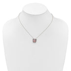 Cheryl M Sterling Silver Rhodium and Rose Gold-plated Polished Multicolor CZ Pig 16 Inch with 2 Inch Extension Necklace