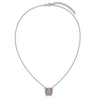 Cheryl M Sterling Silver Rhodium and Rose Gold-plated Polished Multicolor CZ Pig 16 Inch with 2 Inch Extension Necklace