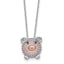 Cheryl M Sterling Silver Rhodium and Rose Gold-plated Polished Multicolor CZ Pig 16 Inch with 2 Inch Extension Necklace