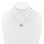 Cheryl M Sterling Silver Rhodium-plated Polished and Enameled Black and White CZ Dog 16 Inch with 2 Inch Extension Necklace