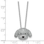 Cheryl M Sterling Silver Rhodium-plated Polished and Enameled Black and White CZ Dog 16 Inch with 2 Inch Extension Necklace