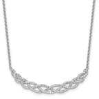 Cheryl M Sterling Silver Rhodium-plated Polished Fancy Woven CZ 16 Inch with 2 Inch Extension Necklace