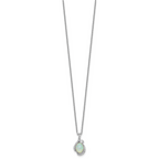 Cheryl M Sterling Silver Rhodium-plated Polished Lab Created Opal and CZ 16 Inch with 2 Inch Extension Necklace