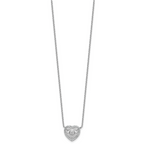 Cheryl M Sterling Silver Rhodium-plated Polished Filigree CZ Heart 16 Inch with 2 Inch Extension Necklace