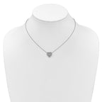 Cheryl M Sterling Silver Rhodium-plated Polished Filigree CZ Heart 16 Inch with 2 Inch Extension Necklace