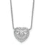 Cheryl M Sterling Silver Rhodium-plated Polished Filigree CZ Heart 16 Inch with 2 Inch Extension Necklace