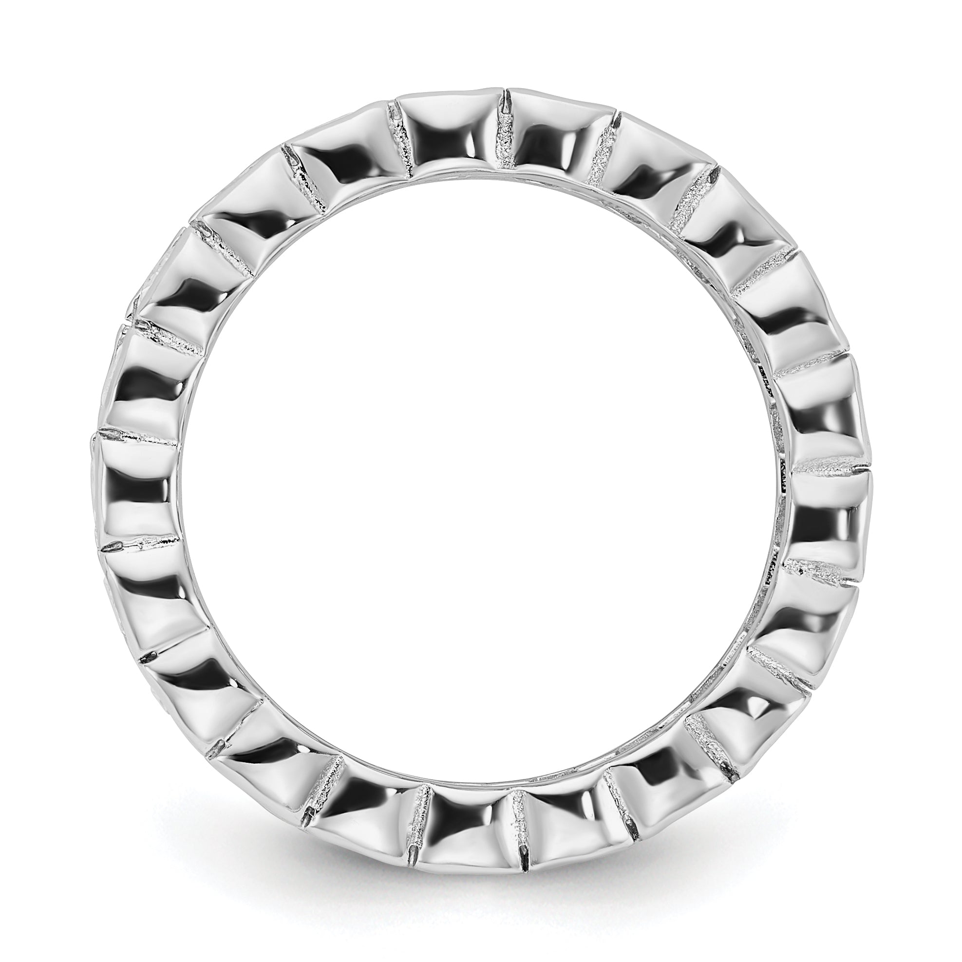 Cheryl M Sterling Silver Rhodium-plated Polished Oval CZ Eternity Ring Secondary image