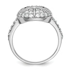 Cheryl M Sterling Silver Rhodium-plated Polished Black and White CZ Cat Ring
