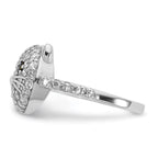 Cheryl M Sterling Silver Rhodium-plated Polished Black and White CZ Cat Ring