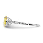 Cheryl M Sterling Silver Rhodium-plated Polished Yellow and White CZ Ring
