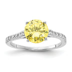 Cheryl M Sterling Silver Rhodium-plated Polished Yellow and White CZ Ring