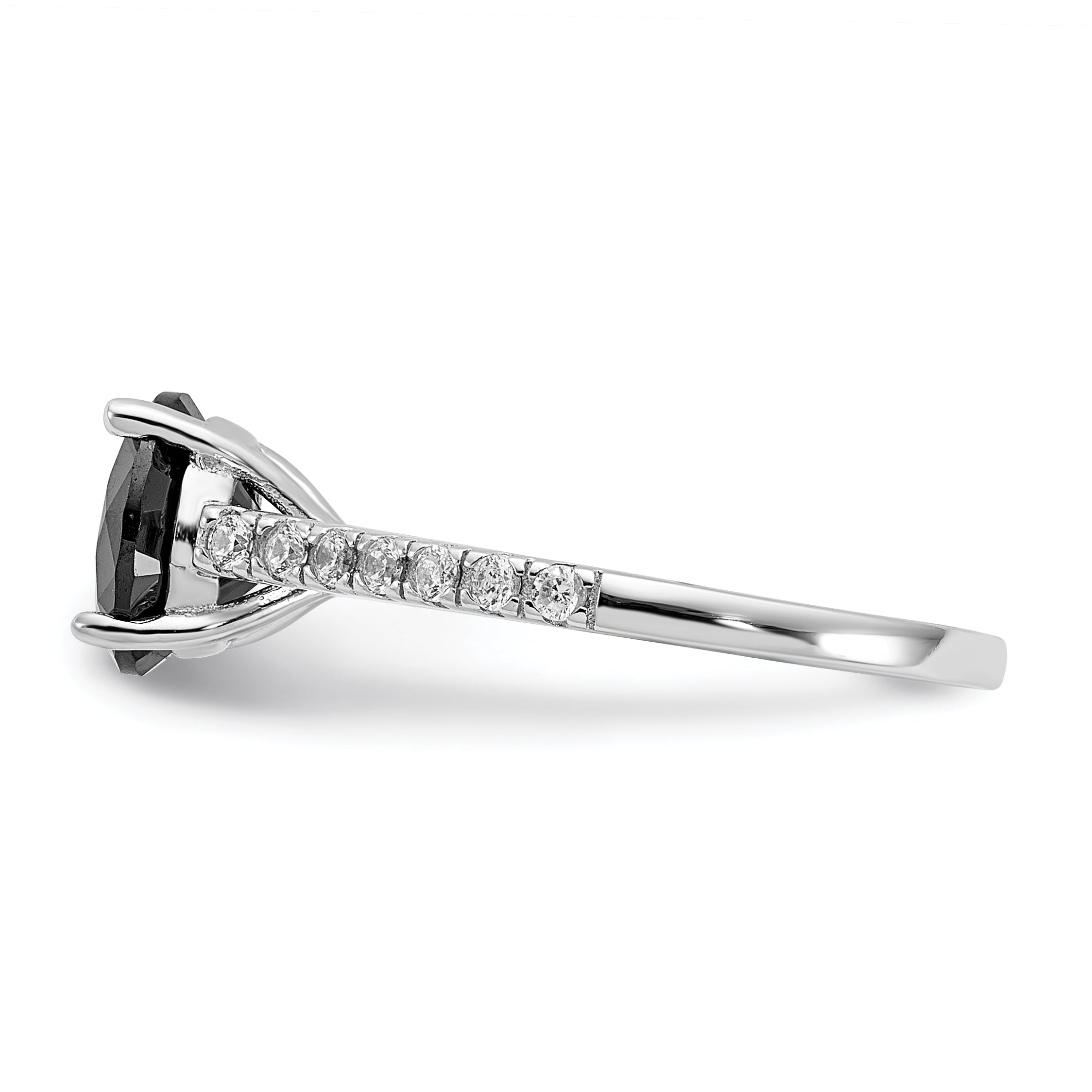 Cheryl M Sterling Silver Rhodium-plated Polished Black and White CZ Ring