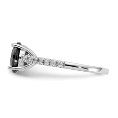 Cheryl M Sterling Silver Rhodium-plated Polished Black and White CZ Ring