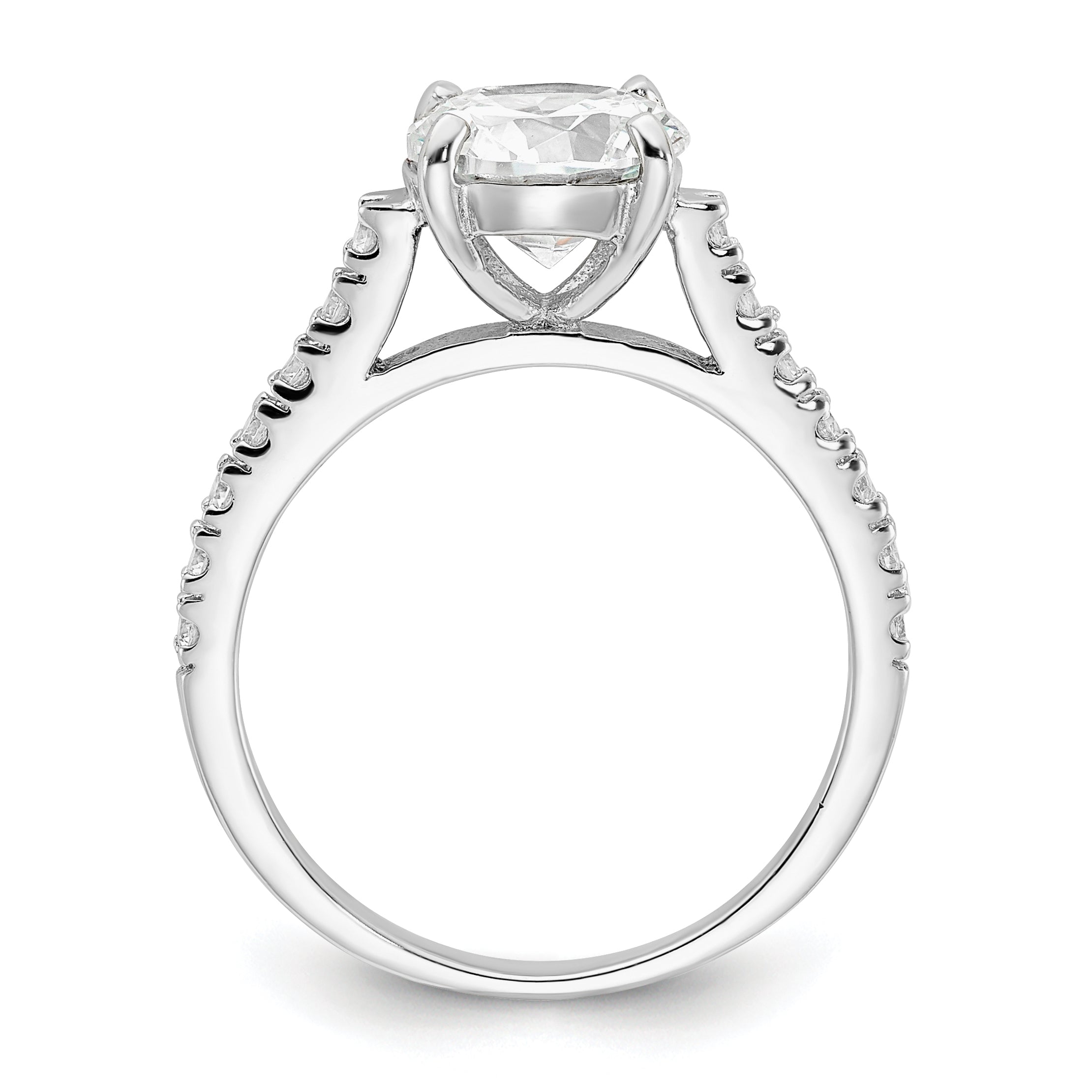 Cheryl M Sterling Silver Rhodium-plated Polished CZ Ring Secondary image