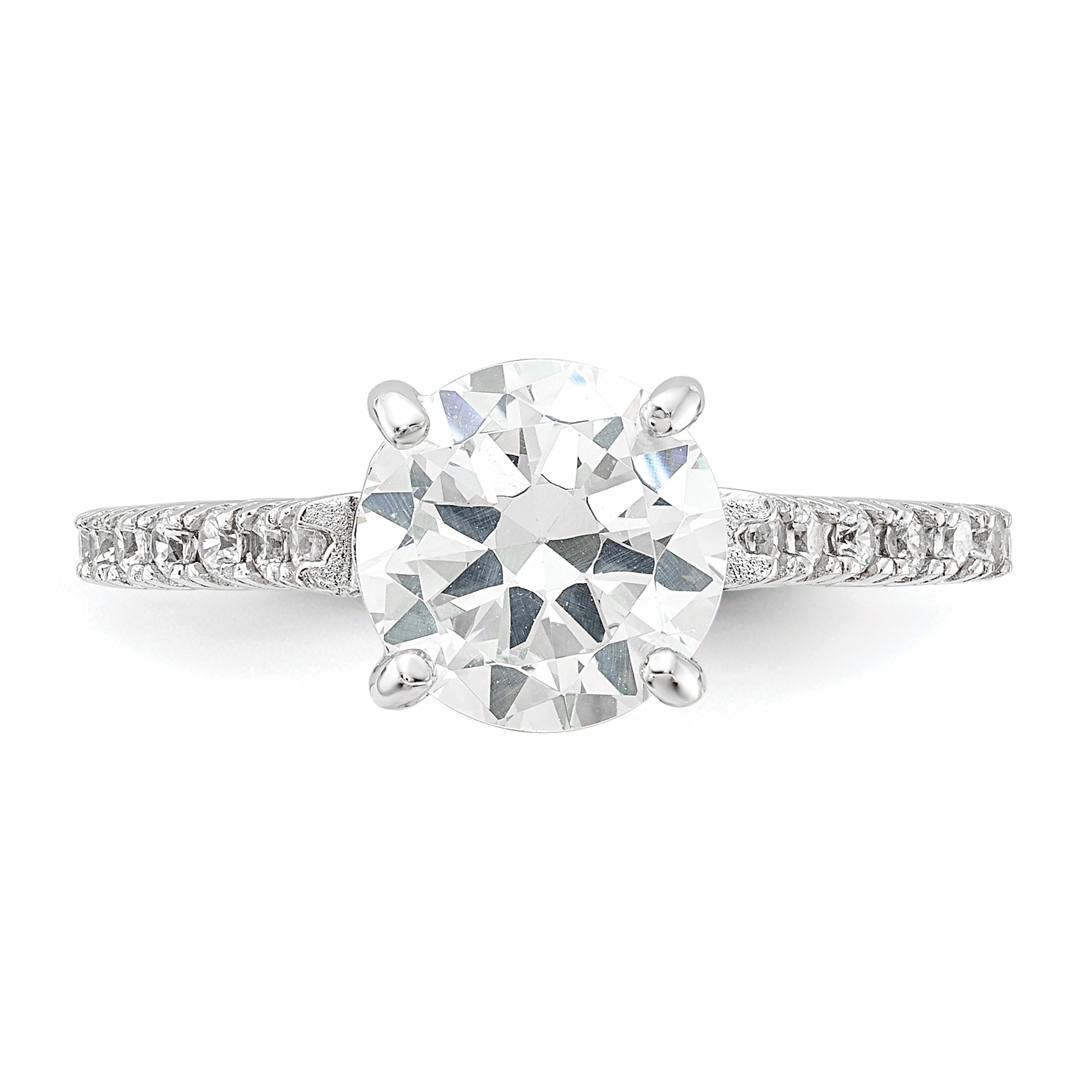 Cheryl M Sterling Silver Rhodium-plated Polished CZ Ring