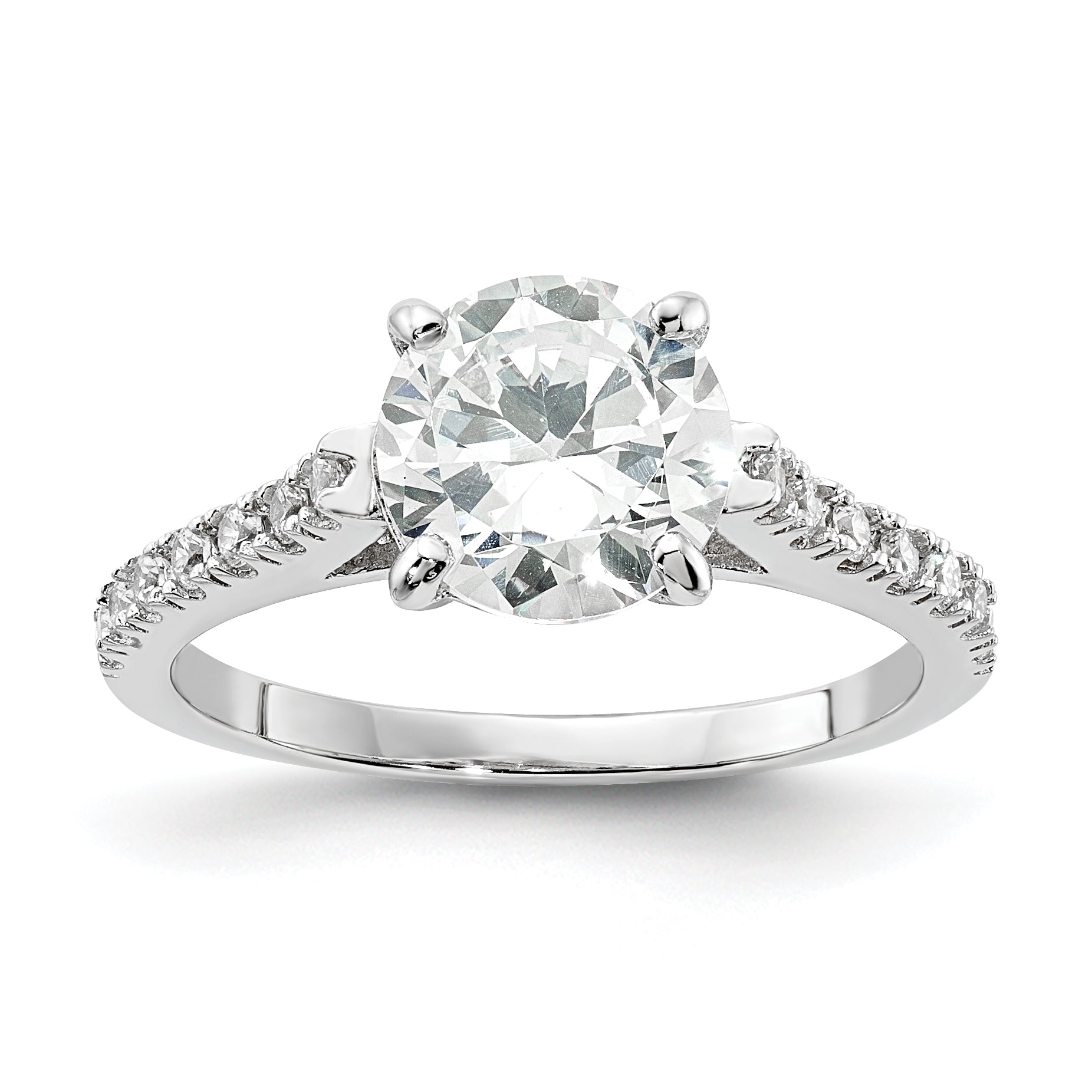 Cheryl M Sterling Silver Rhodium-plated Polished CZ Ring Main image