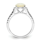 Cheryl M Sterling Silver Rhodium-plated Polished Lab Created Opal and CZ Ring