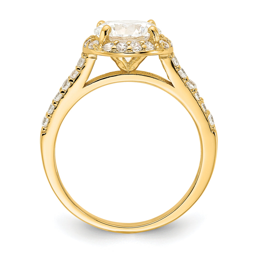 Cheryl M Sterling Silver Gold-plated Polished CZ Round Halo Ring
