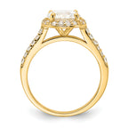 Cheryl M Sterling Silver Gold-plated Polished CZ Round Halo Ring