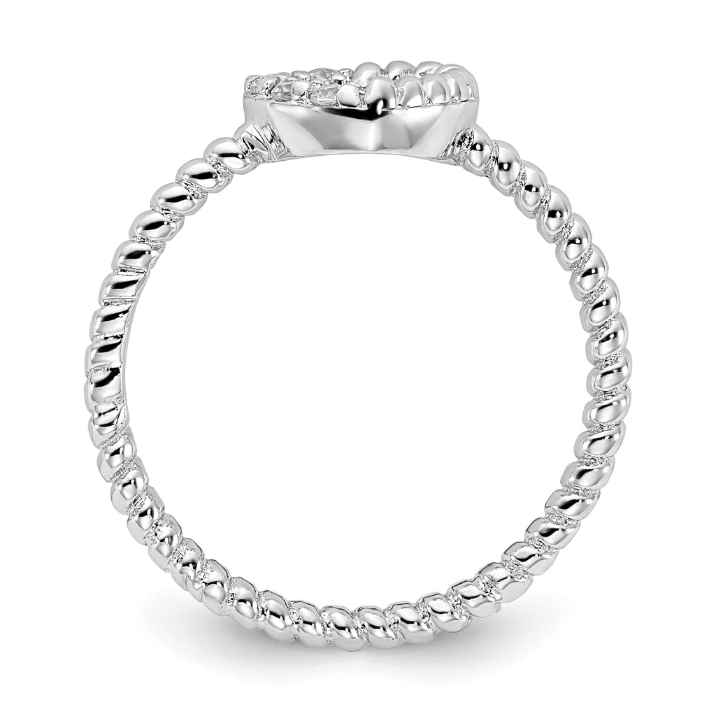 Cheryl M Sterling Silver Rhodium-plated Polished and Twisted CZ Heart Ring