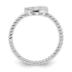 Cheryl M Sterling Silver Rhodium-plated Polished and Twisted CZ Heart Ring