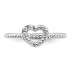 Cheryl M Sterling Silver Rhodium-plated Polished and Twisted CZ Heart Ring