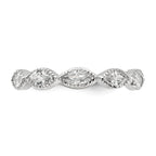 Cheryl M Sterling Silver Rhodium-plated Polished and Beaded Navette CZ Ring