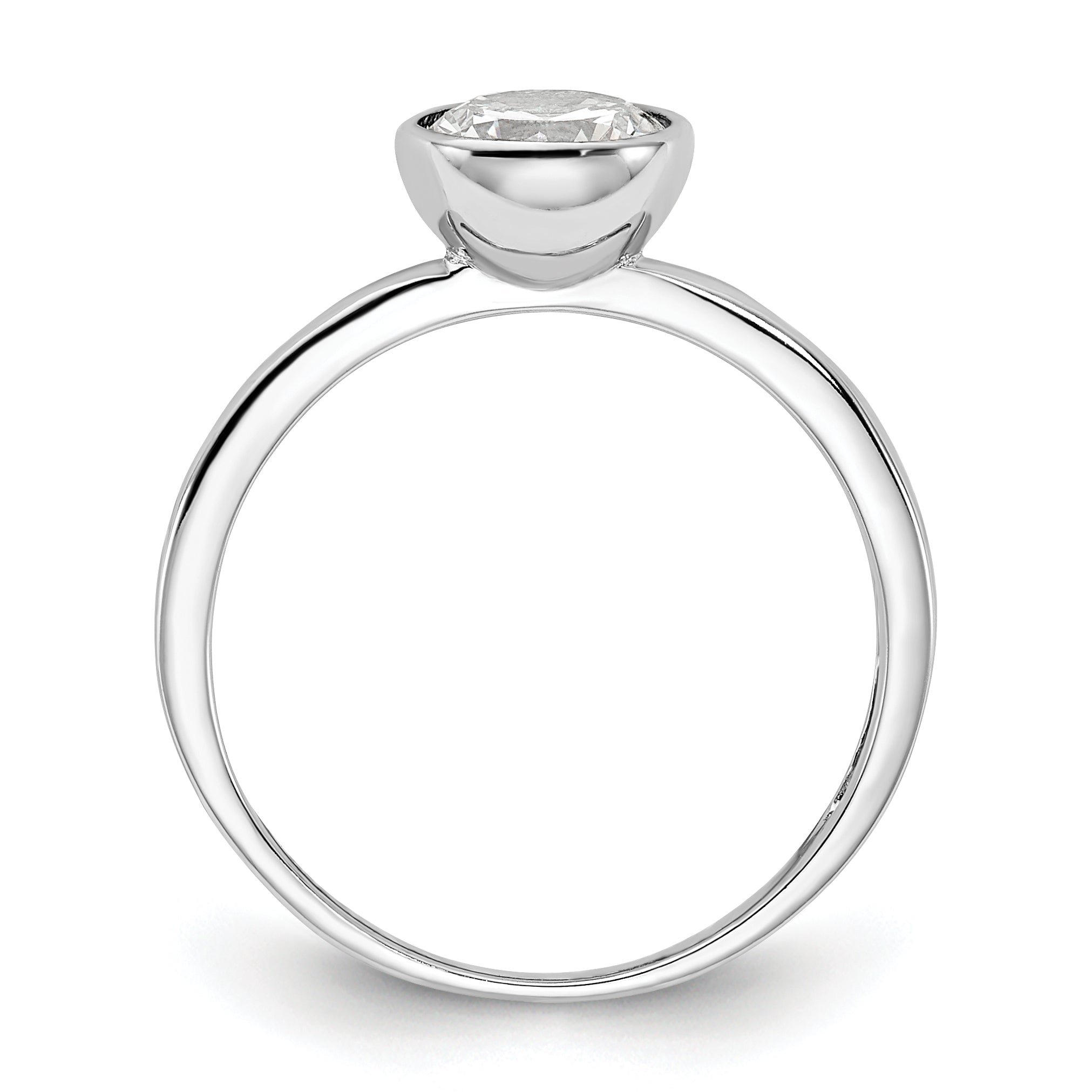 Cheryl M Sterling Silver Rhodium-Plated Polished Bezel Set CZ Ring Secondary image