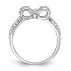 Cheryl M Sterling Silver Rhodium-plated Polished CZ Bow Ring