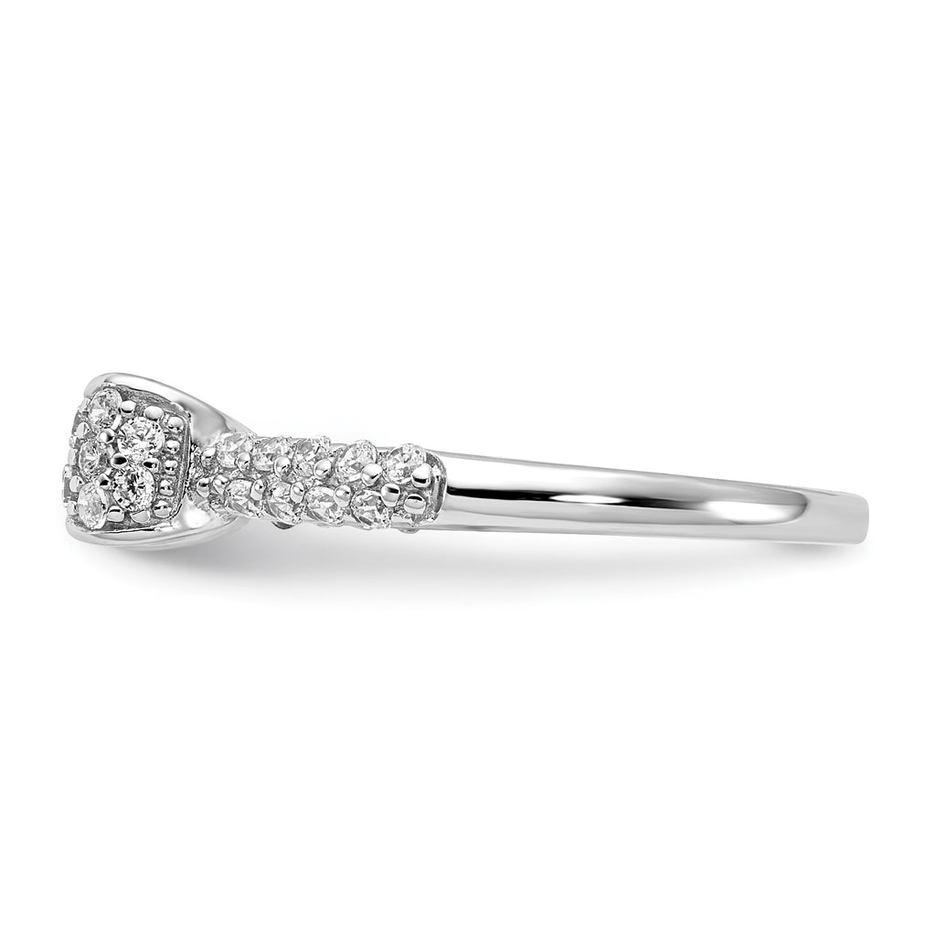 Cheryl M Sterling Silver Rhodium-plated Polished CZ Bow Ring