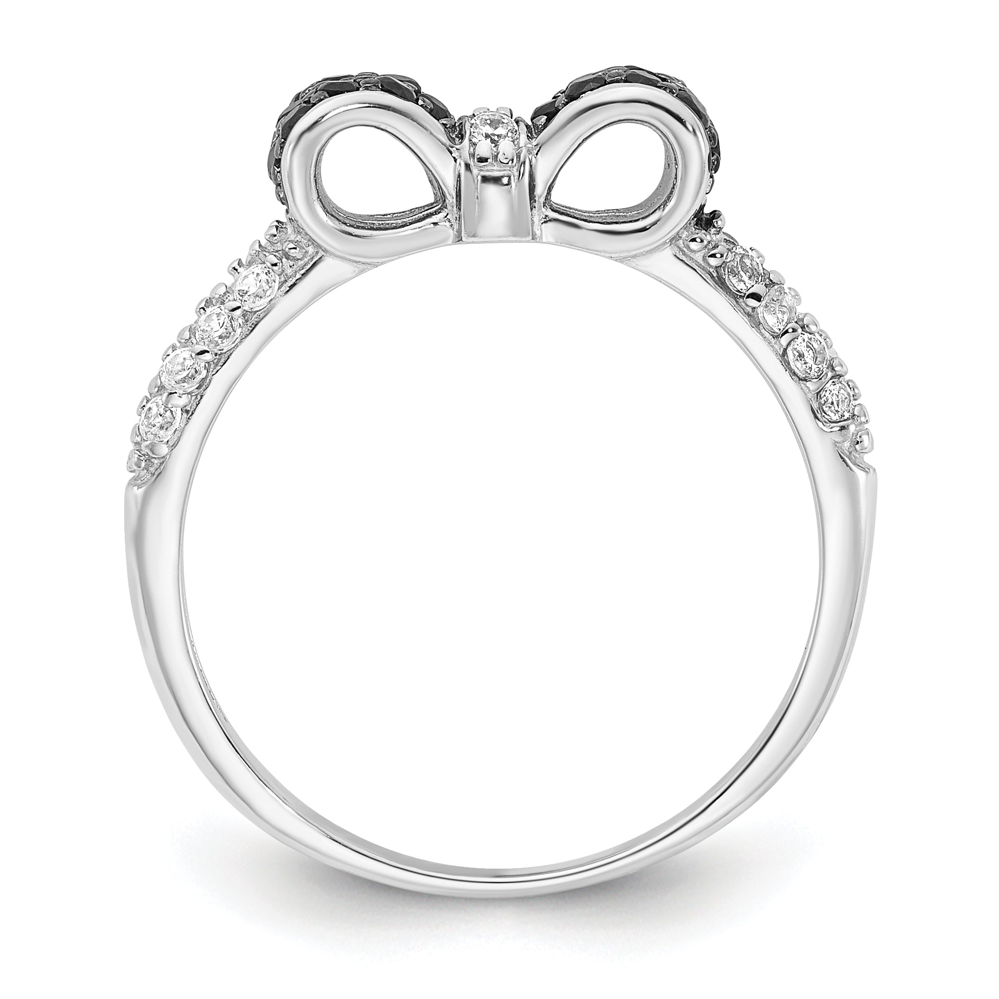 Cheryl M Sterling Silver Rhodium-plated Polished Yellow and White CZ Ring
