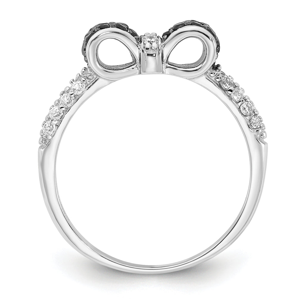Cheryl M Sterling Silver Rhodium-plated Polished Yellow and White CZ Ring