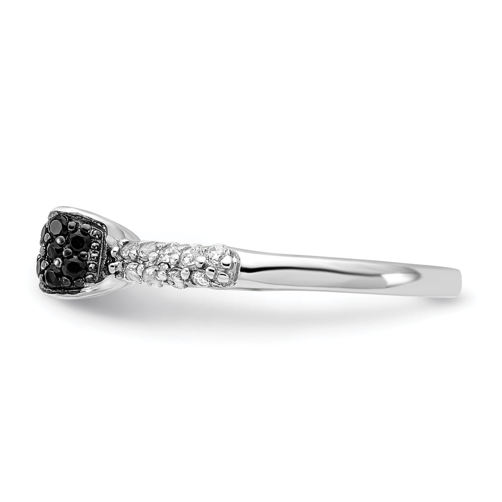 Cheryl M Sterling Silver Rhodium-plated Polished Yellow and White CZ Ring