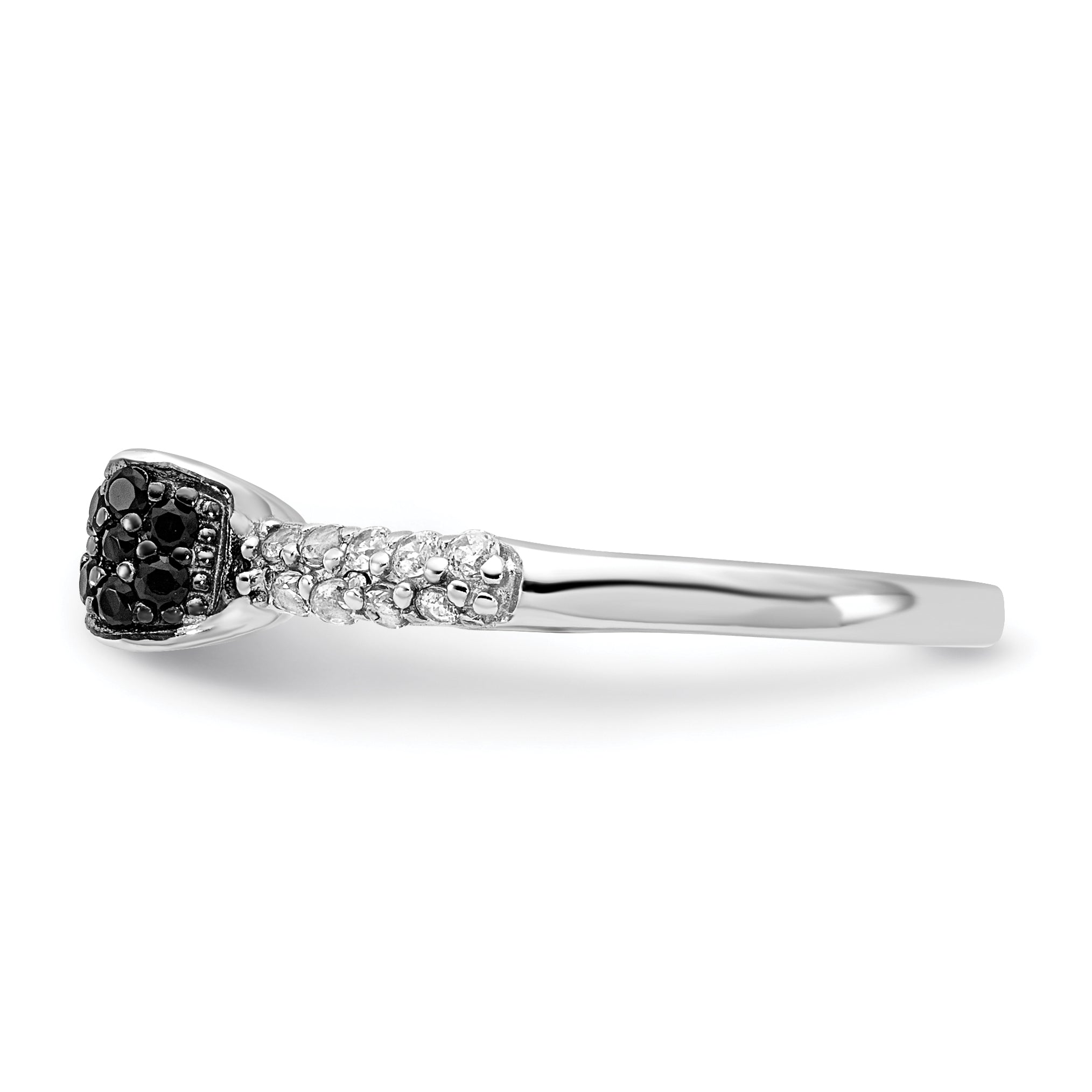 Cheryl M Sterling Silver Rhodium-plated Polished Yellow and White CZ Ring