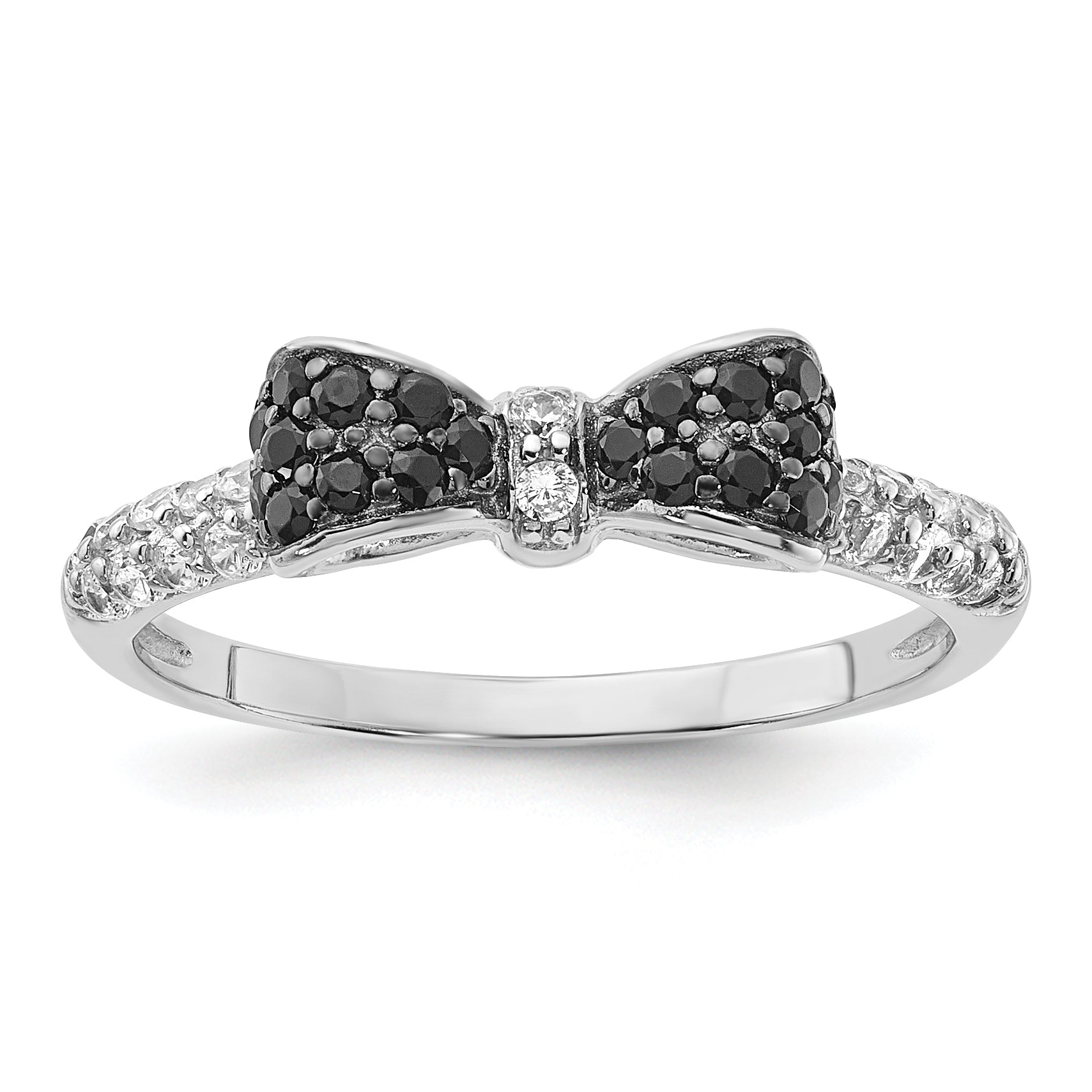 Cheryl M Sterling Silver Rhodium-plated Polished Yellow and White CZ Ring