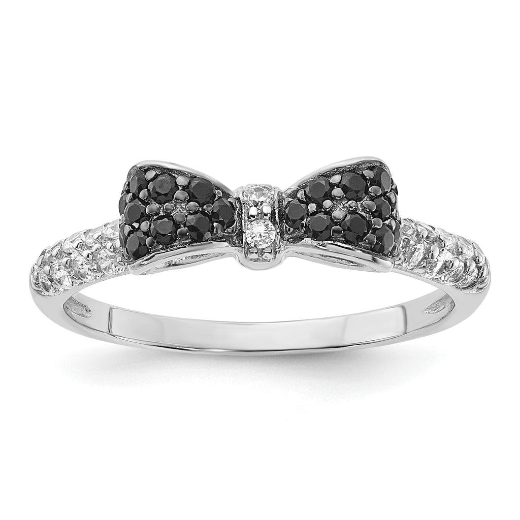 Cheryl M Sterling Silver Rhodium-plated Polished Yellow and White CZ Ring