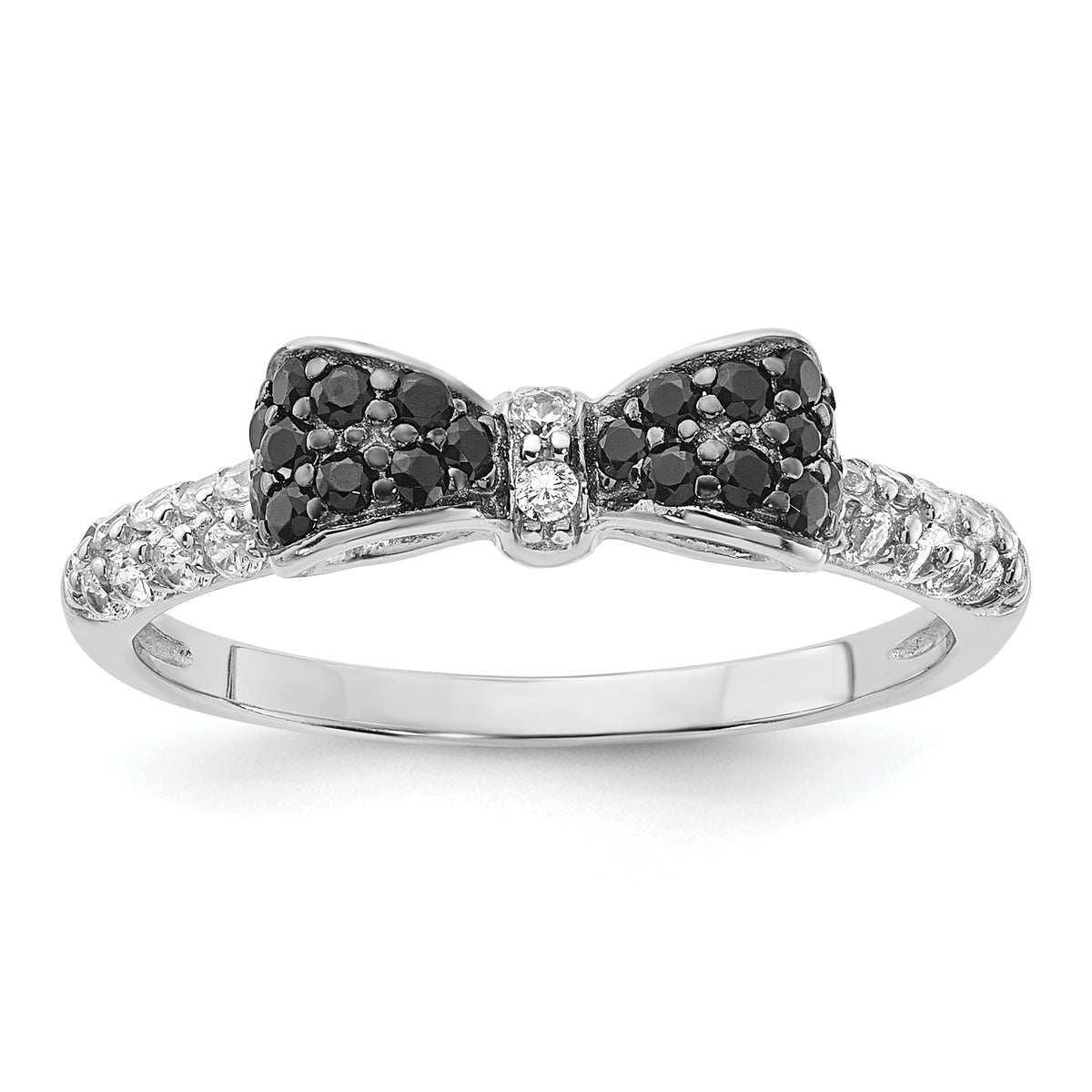 Cheryl M Sterling Silver Rhodium-plated Polished Yellow and White CZ Ring