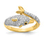 Cheryl M Sterling Silver Gold-plated Polished Pave Black and White CZ Dolphin Ring