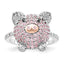 Cheryl M Sterling Silver Rhodium and Rose Gold-plated Polished Multicolor CZ Pig Ring