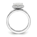 Cheryl M Sterling Silver Rhodium-plated Polished CZ Teardrop Halo 3 Ring Set