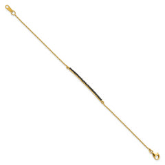 Cheryl M Sterling Silver Hematite and Gold-plated Polished and Beaded Black CZ Bar 7 Inch Bracelet