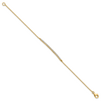 Cheryl M Sterling Silver Gold-plated Polished and Beaded CZ Bar 7 Inch Bracelet