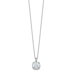 Cheryl M Sterling Silver Rhodium-plated Polished Fancy Gallery Cushion-cut CZ 18 Inch Necklace