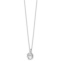 Cheryl M Sterling Silver Rhodium-plated Polished Fancy Gallery Cushion-cut CZ 18 Inch Necklace